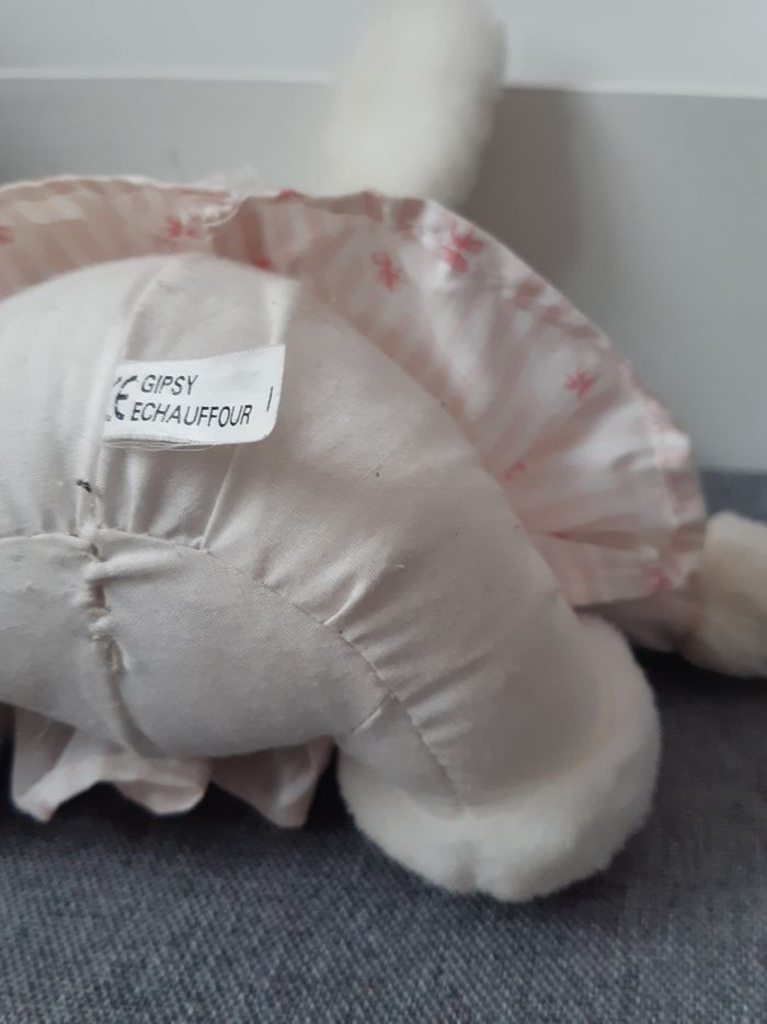 Peluche Lapin 🐰 blanc et rose vintage Gipsy - photo numéro 9