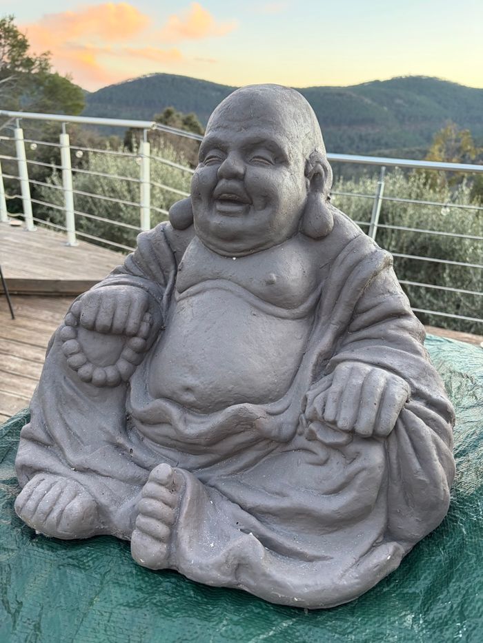 Buddha assis Gris Zen décorationde jardin 42x42x 33cm - photo numéro 5