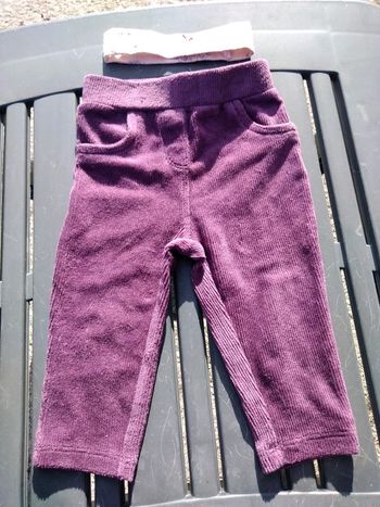 Pantalon en velours et bandeau fille 9 mois