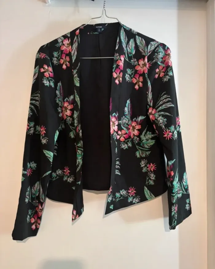 🌺 Veste blazer fleurie noire – KIABI – Taille 36