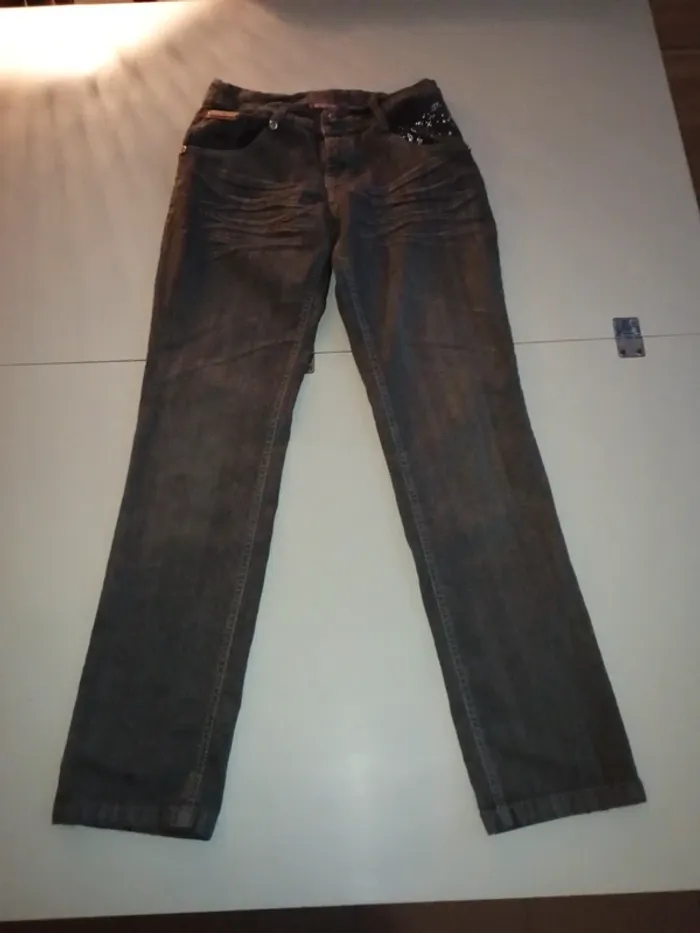 Jean sismix taille 32 gris élastique réglable
