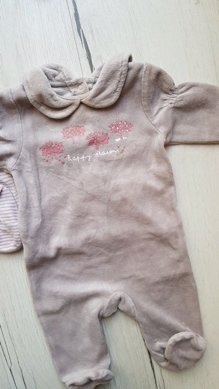 Lot de 2 pyjamas velours vertbaudet fille 1mois - photo numéro 3