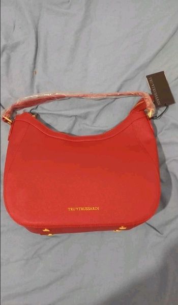 Sac Tru Trussardi Hobo Cuir Grainé Rouge Neuf avec Étiquette