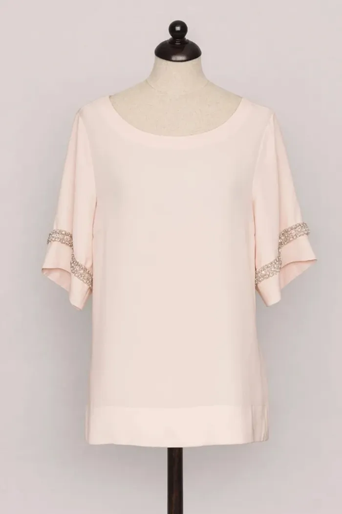 Tunique manche courte rose avec perle et strass Vero Moda Taille S - photo numéro 2