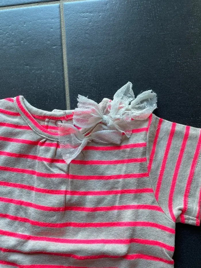 Ensemble t-shirt/legging 18 mois gris rose fluo - photo numéro 2