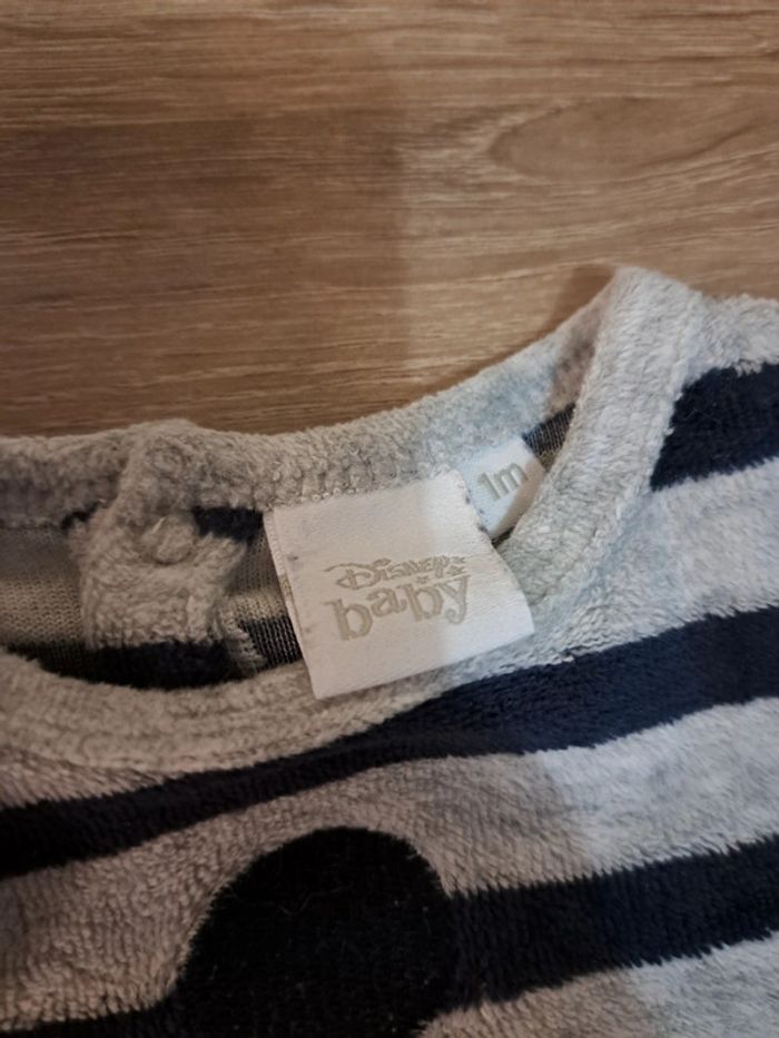 Pyjama gris rayé Mickey 1 mois - photo numéro 3