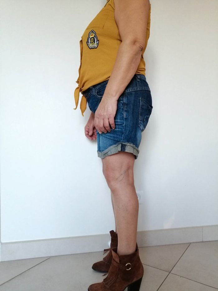 Short en jean bleu délavé - photo numéro 3