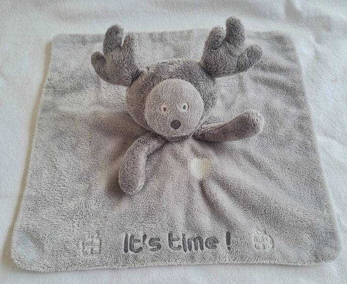 Doudou carre plat gris cerf Elan it's time- Obaibi