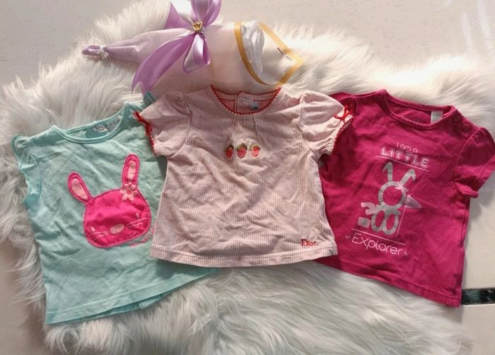 Lot tee-shirt manches courtes bébé fille