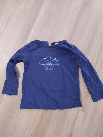 T-shirt manches longues tape à l'œil 2 ans violet haut les mains