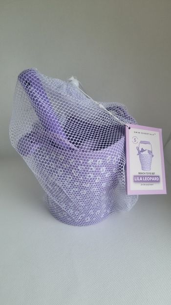 Set de plage en silicone avec seau, pelle et moule Léopard Lila neuf