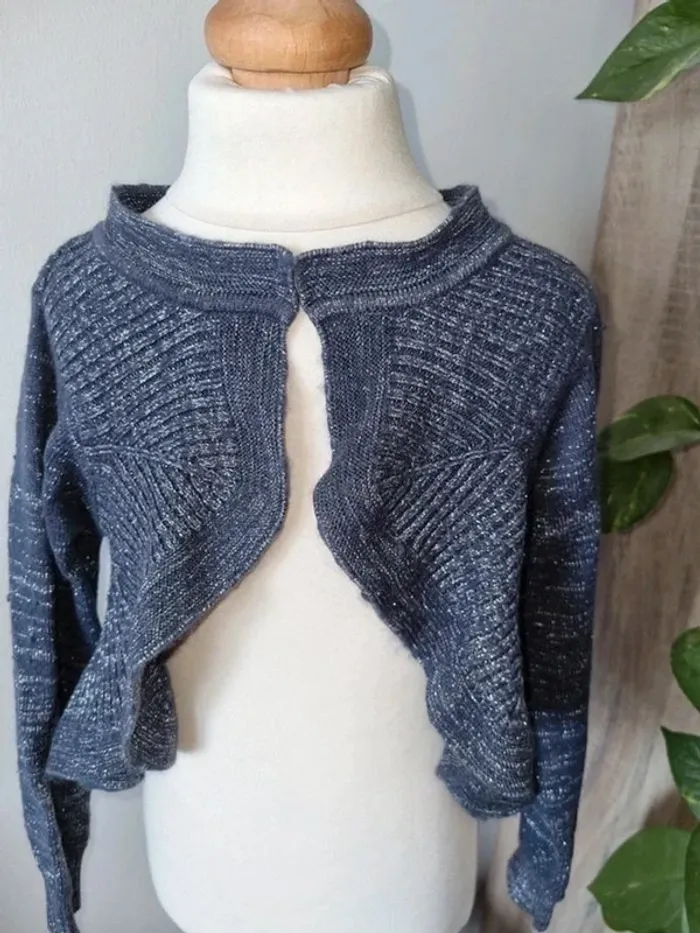 Gilet bleu métal taille 4 ans Little couture - photo numéro 2