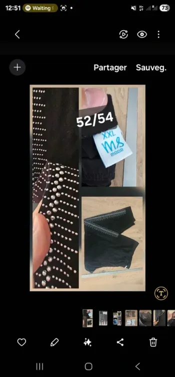 Pantacourt legging noir strass 52/54