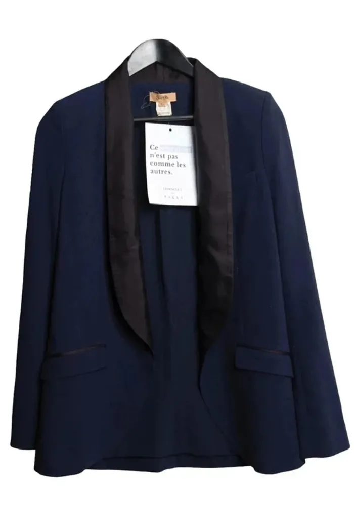 Veste blazer bleu marine Bel Air – Taille S – Pièce unique upcyclée par Tilli - photo numéro 3