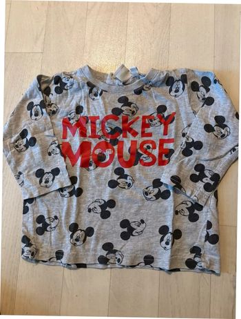 T-shirt Mickey mouse 18 mois gris et noir manches longues