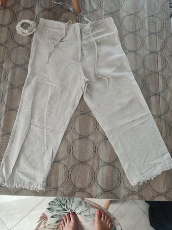Pantacourt femme taille 40 en lin