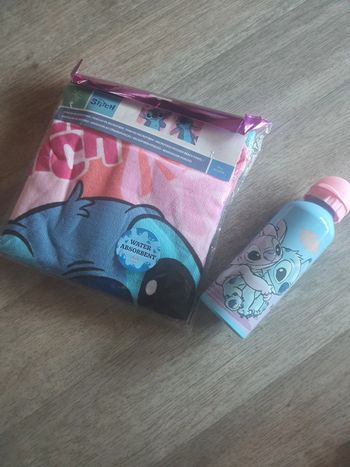 Cape de bain + gourde bleu