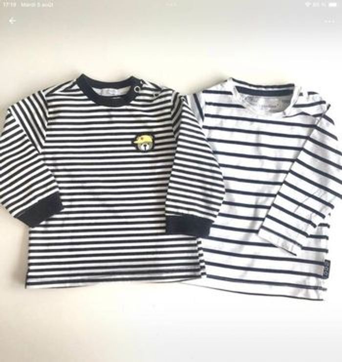 Lot de 2 t-shorts rayés manches longues 6 mois