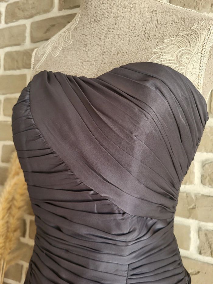 Belle robe bustier drapée gris satiné H&M - Comme neuve - photo numéro 5