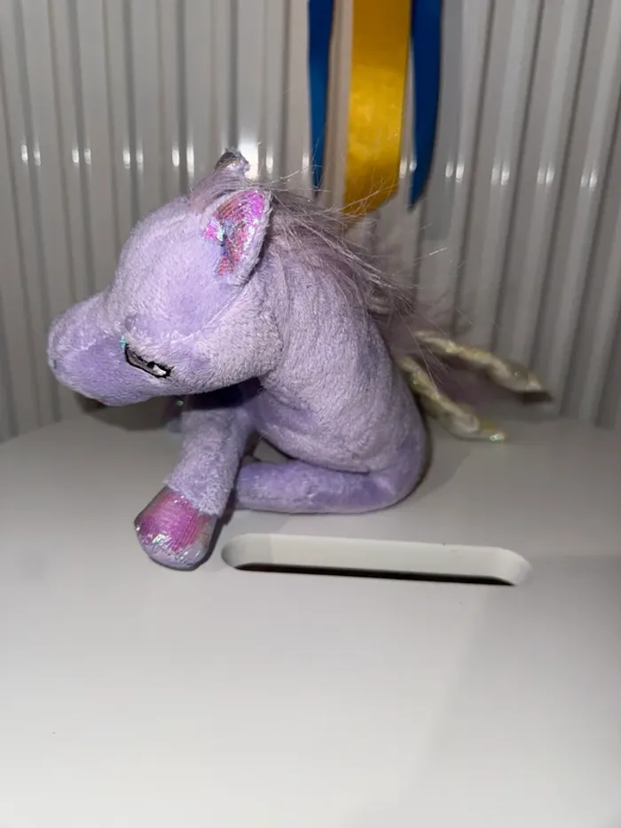Peluche poney violet avec des ailes - photo numéro 5