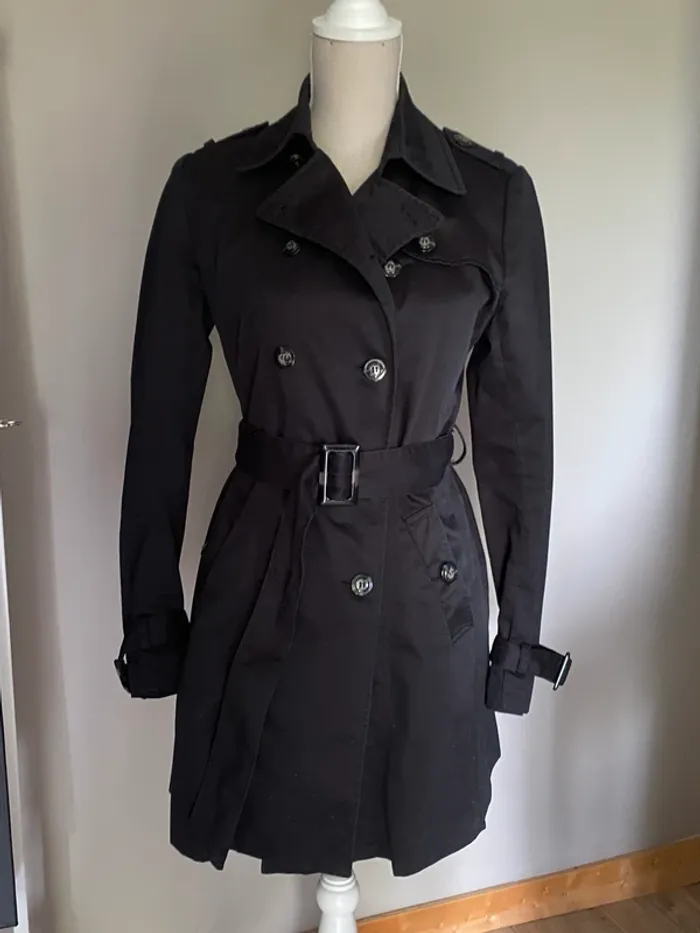 Trench-coat noir camaïeu