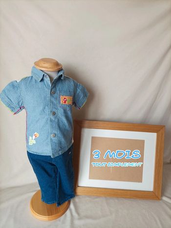 Chemise manches courtes effet jean clair garçon 3 mois