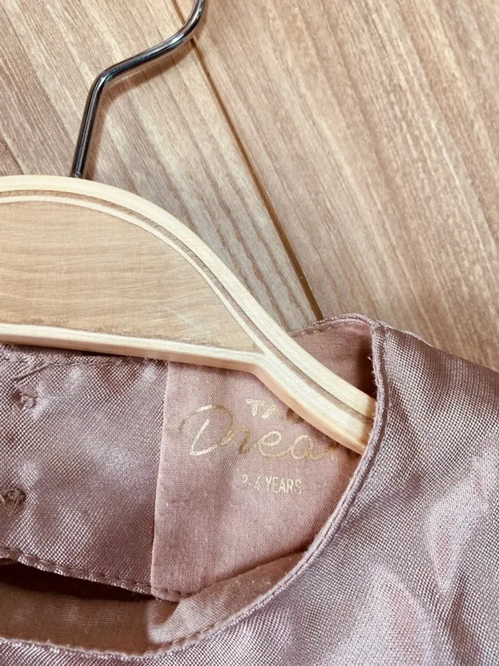Taille 3-4 ans Robe longue créateur fille TAO beige crème doré * satin tulle étoile * 🌸 - photo numéro 5