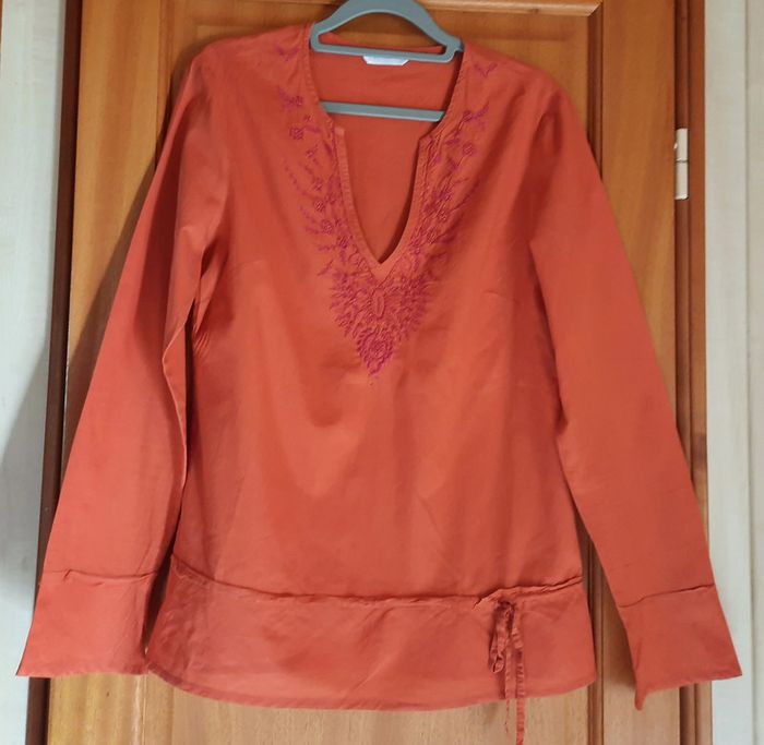 Blouse manches longues orange Promod, taille 38