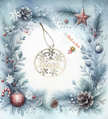 boule de noel personnalisée en bois