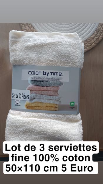 Lot de 3 serviettes neuf