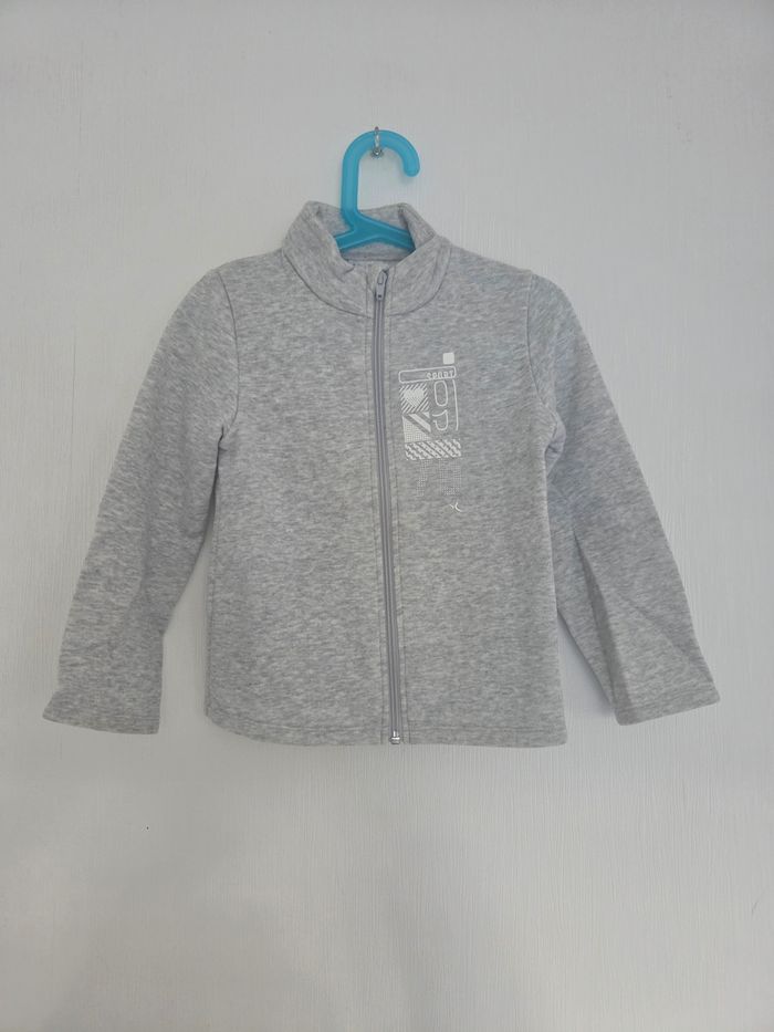 Veste mixte zippée Decathlon 4/5 ans (103-112 cm) - Molletonnée Gris Chiné
