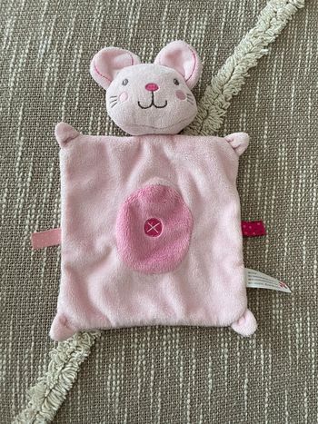 Peluche doudou plat 22cm Nicotoy souris rose très bon état