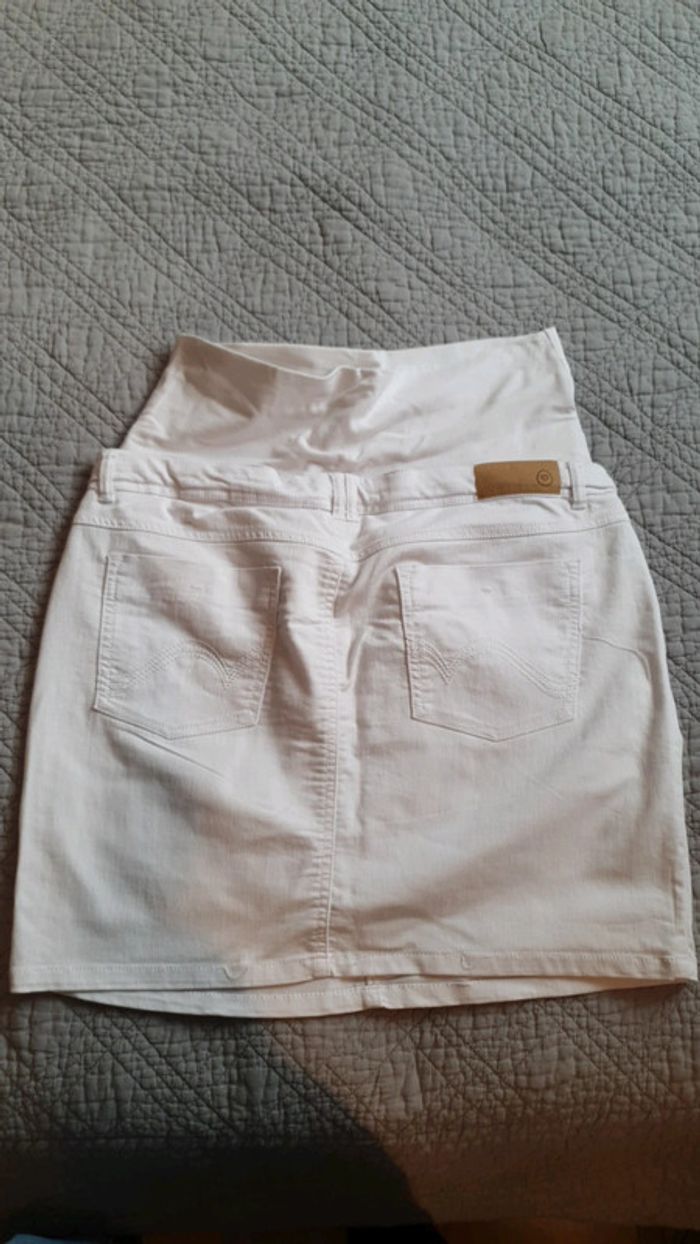 Jupe jean blanc maternité grossesse - photo numéro 4