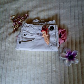 Short en jean blanc et rose • 10 ans • Pepperts 