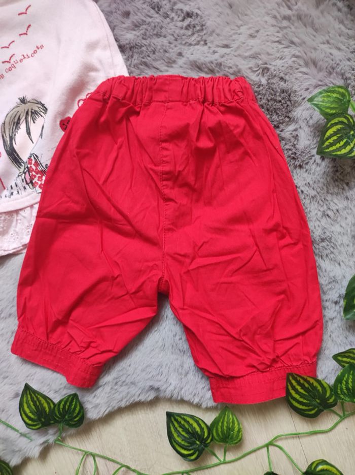 Ensemble rose et rouge manches courtes orchestra 6 mois - photo numéro 8