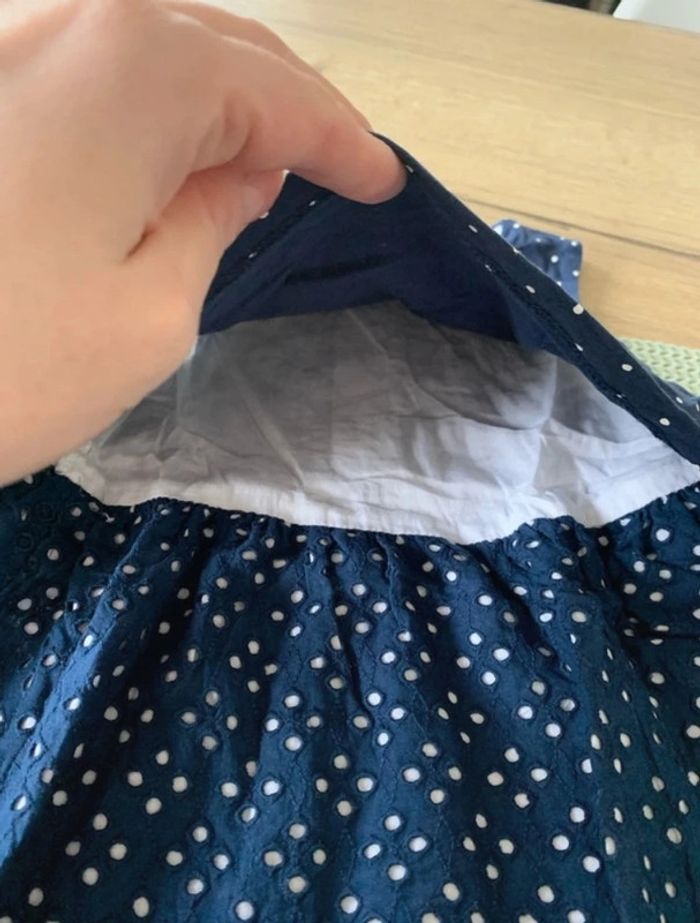 Robe bleu marine a pois blanc -12mois - catimini - photo numéro 4