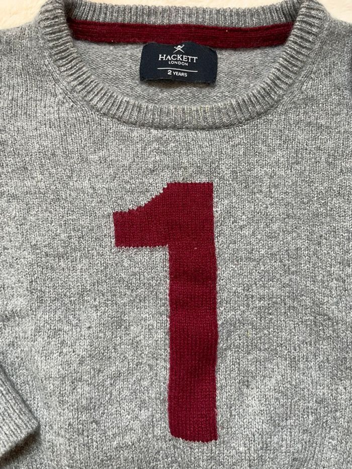pull Hackett gris et rouge - 2 ans - photo numéro 2