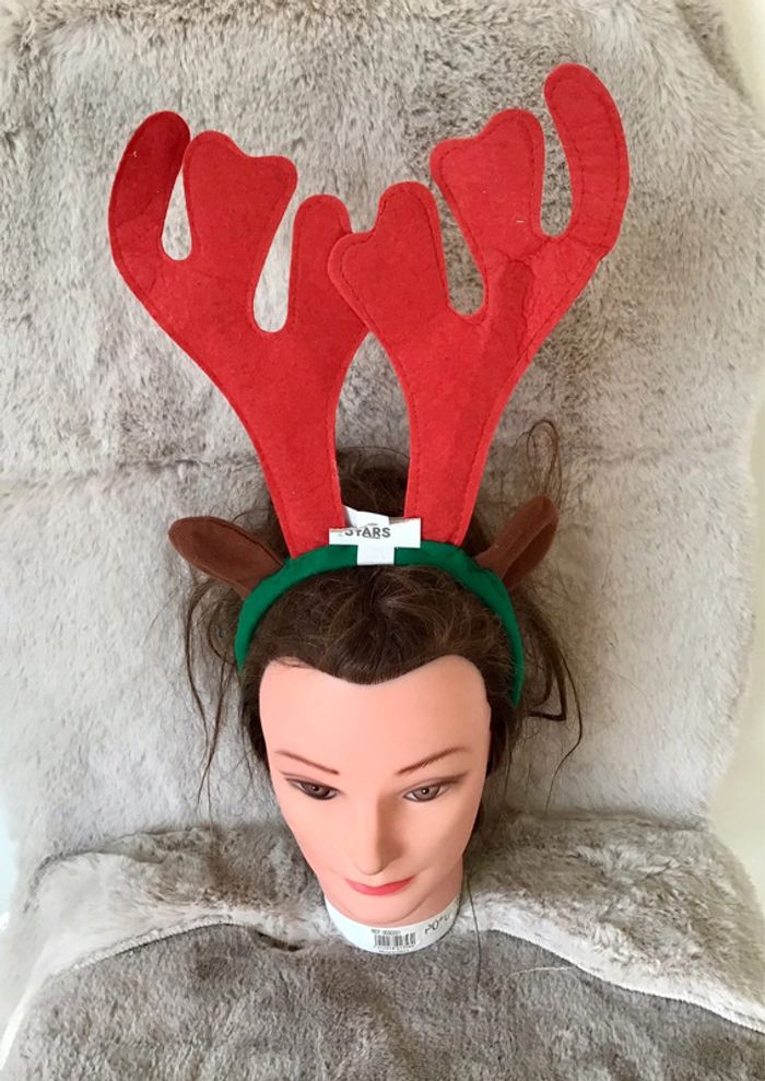 Serre tête de noel oreille et bois de Rennes taille unique haut de 25 cm (1223) - photo numéro 2