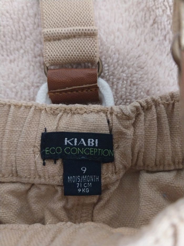 Pantalon à bretelles amovibles bébé 9 mois beige - photo numéro 2