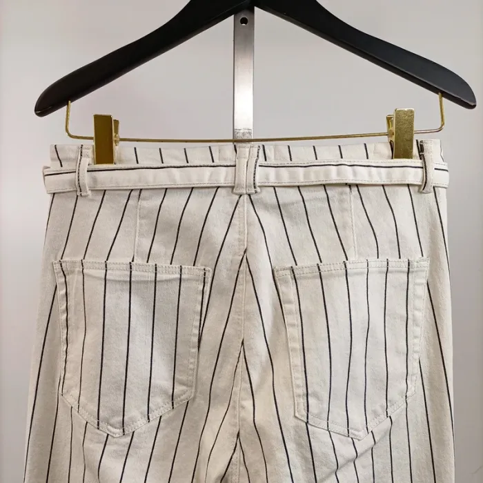 Pantalon rayé écru et noir Bershka – Taille 40 A792 - photo numéro 5