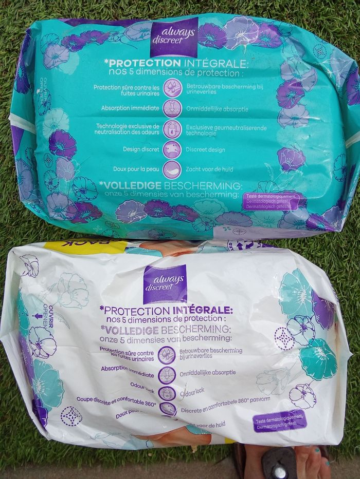 Lot de 2 Paquets neuf sous vts jetables femme taille M, Always discreet, post ou pré accouchement, fuite  urinaire - photo numéro 2