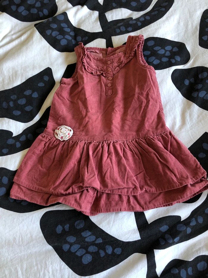 Robe rose velour cotelé rose sergent major 24 mois