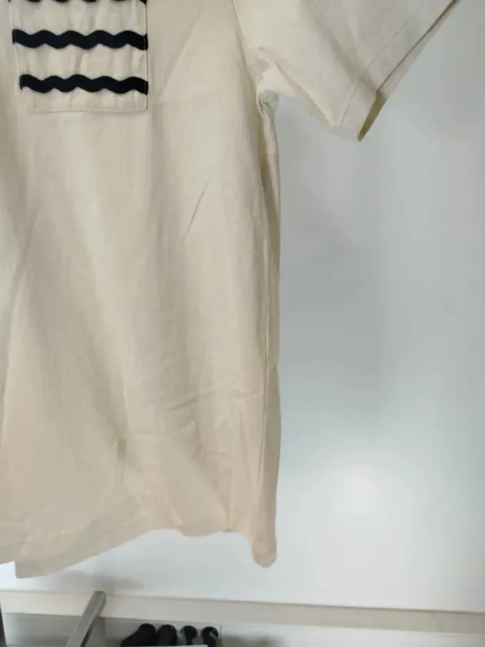 Tshirt blanc cassé à poche avec motifs ondulés noirs - CMT Atelier - Taille L - Neuf A349 - photo numéro 5