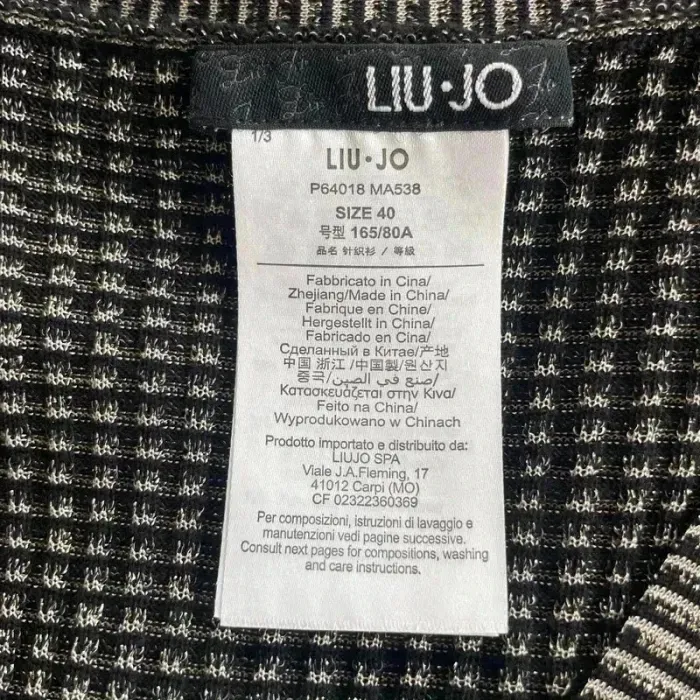 Robe pull gilet Liu Jo T.40 noir et blanc, maille stretch, col V profond chic et près du corps V025 - photo numéro 8