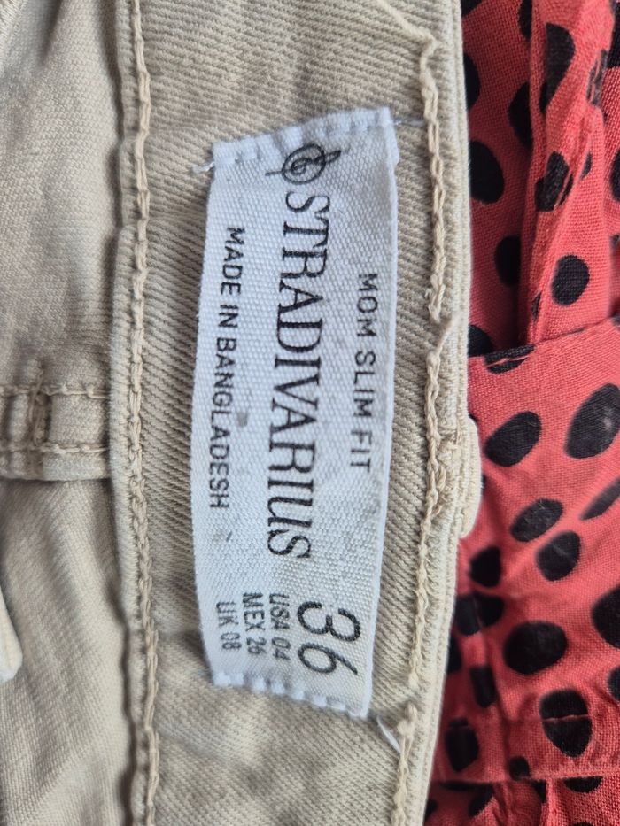 jean mom slim fit beige stradivarius taille 36 - photo numéro 3