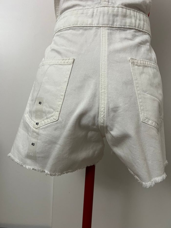 Salopette short en jean blanc Lola - photo numéro 5
