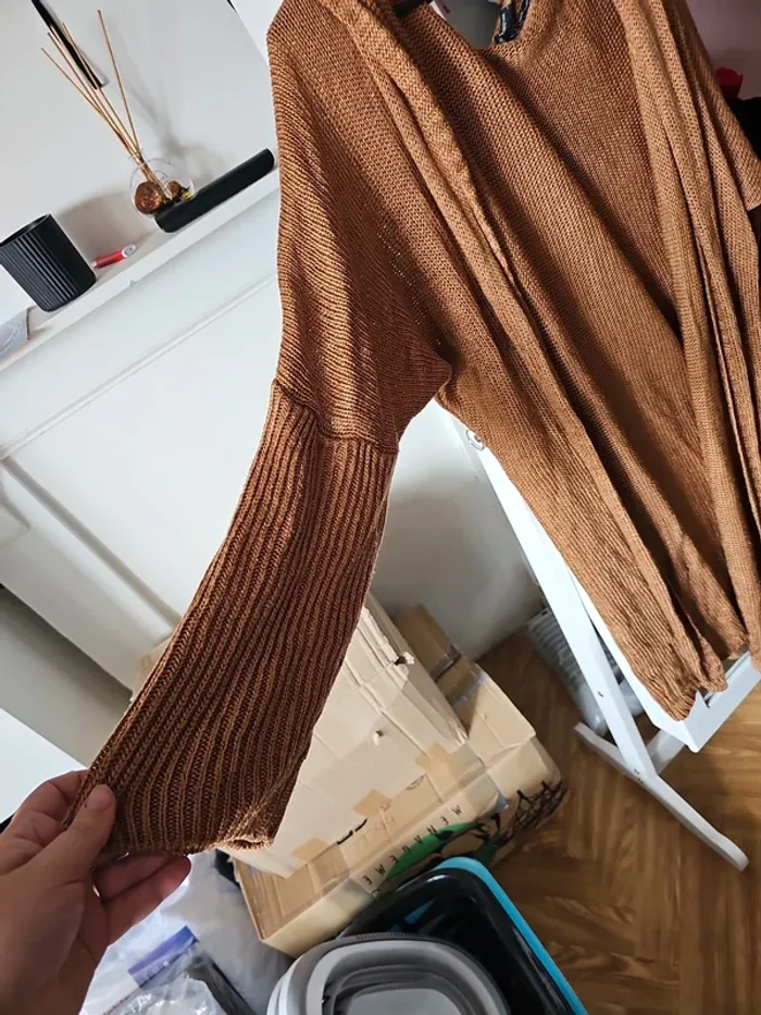 Gilet maille marron t42-44 - photo numéro 2