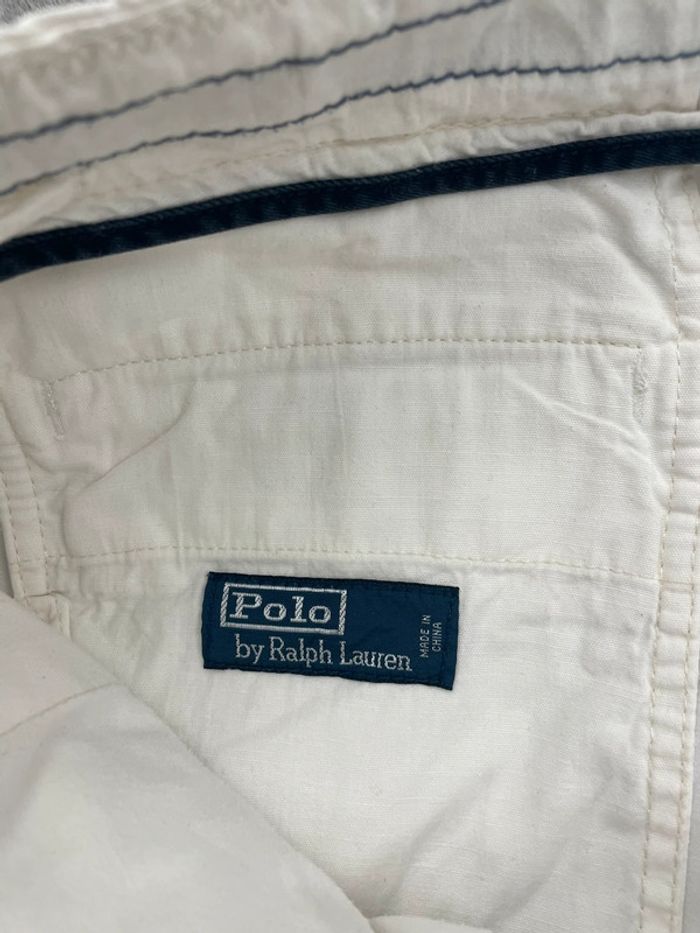Short Polo Ralph Lauren blanc logo crème - Taille 30 - photo numéro 7