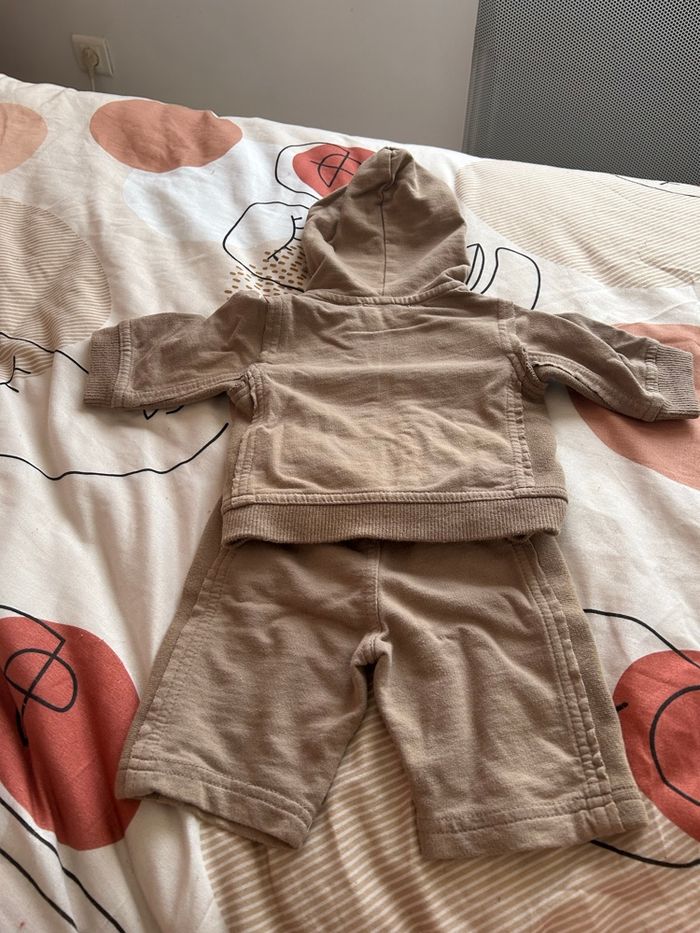 Ensemble de jogging 2 pièces marron bébé garçon taille 1 mois - photo numéro 2