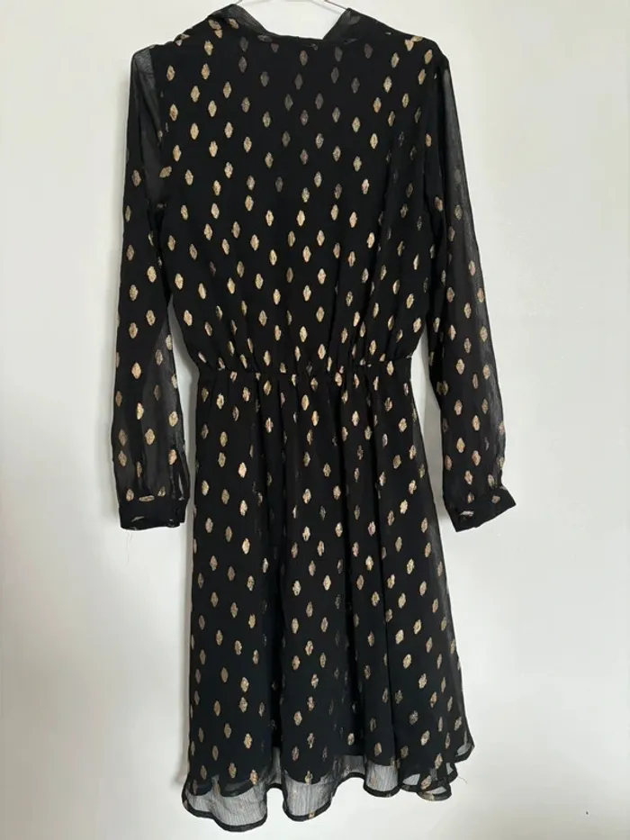 Robe mi longue noire et doré -  Kiabi - Taille 34 - photo numéro 4